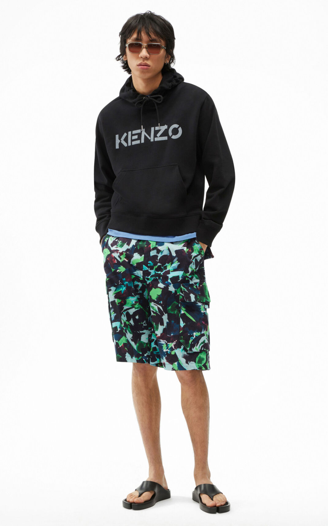 Kenzo Logo φουτερ με κουκουλα ανδρικα μαυρα | GR810135